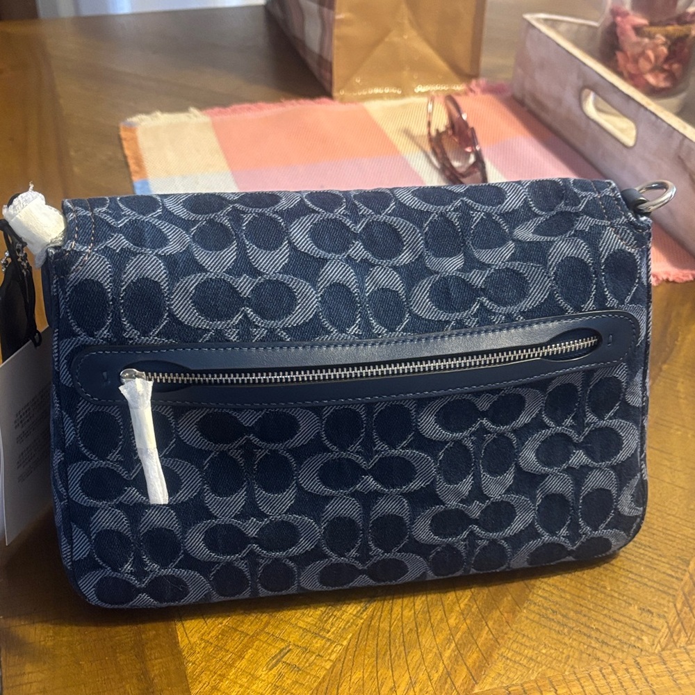 Coach Navy Signature Shoulder Bag - Picture 5 of 11